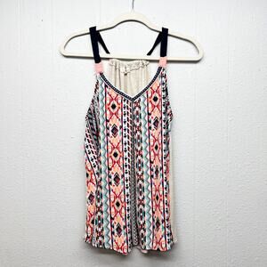 Rewind Tribal Printed Slouchy Tank Top Womens Small Boho Southwestern Festival